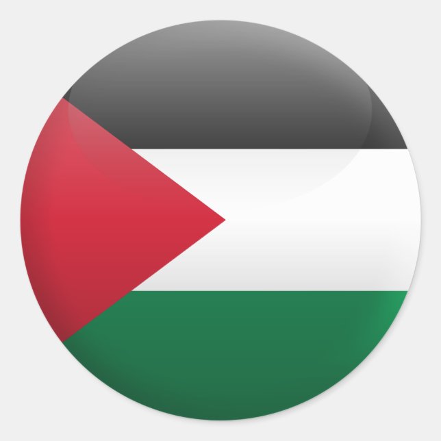 Pegatina Redonda Bandera de Palestina (Anverso)
