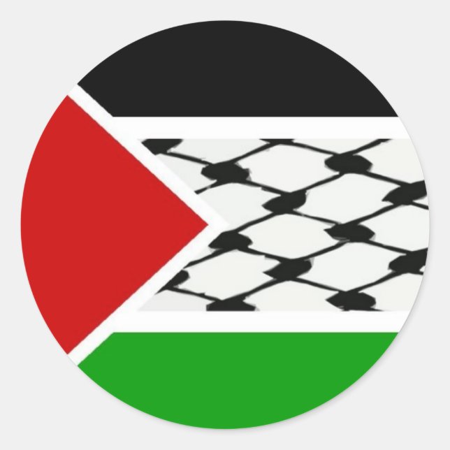 Pegatina Redonda Bandera de Palestina Keffiyeh (Anverso)