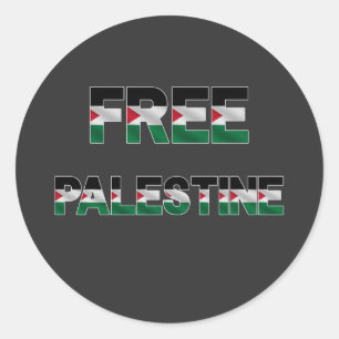 Pegatina Redonda Bandera de Palestina Libre declara la libertad del