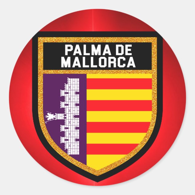 Pegatina Redonda Bandera de Palma de Mallorca (Anverso)