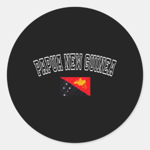 Pegatina Redonda Bandera de Papua Nueva Guinea Vintage Retro Patrim