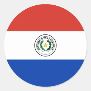 Pegatina Redonda Bandera de Paraguay