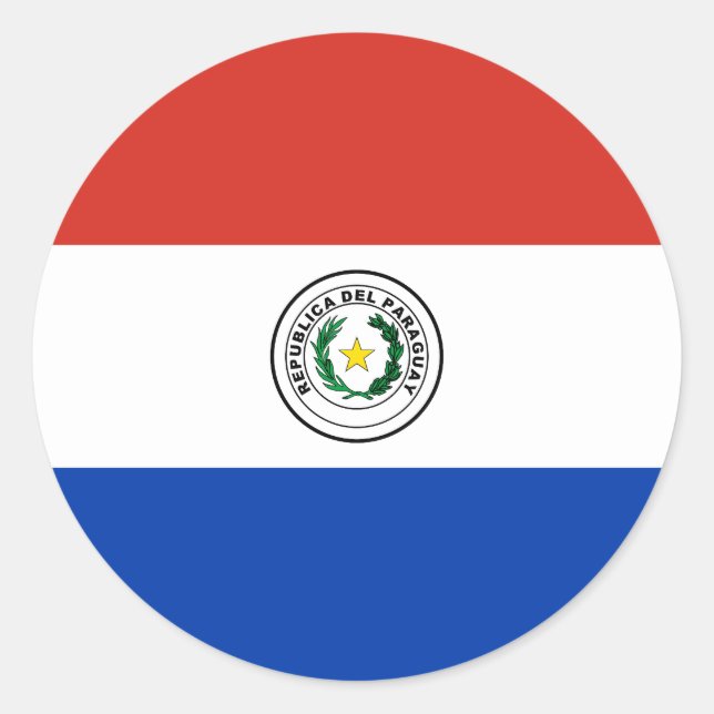 Pegatina Redonda Bandera de Paraguay (Anverso)