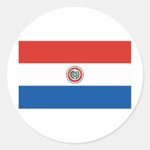Pegatina Redonda Bandera de Paraguay