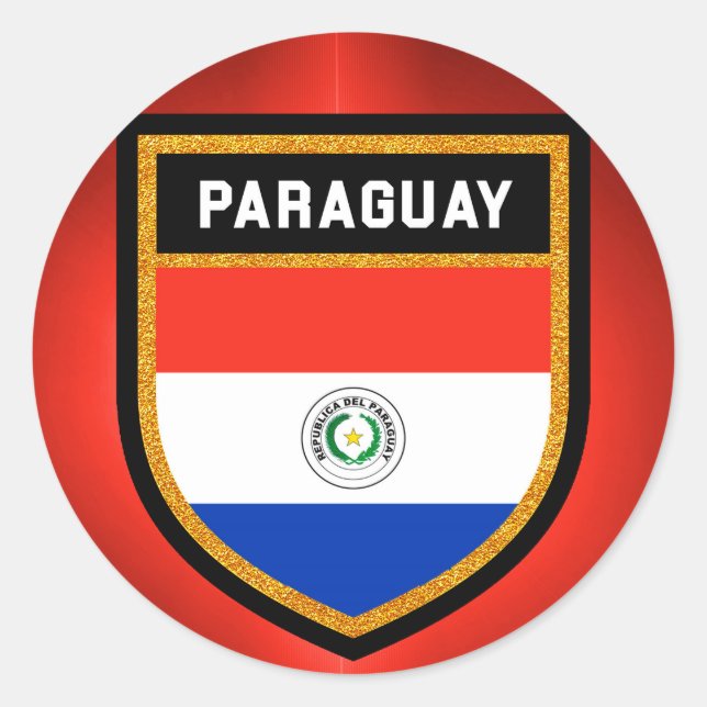 Pegatina Redonda Bandera de Paraguay (Anverso)