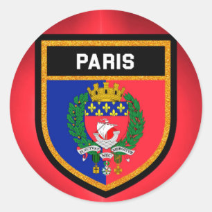 Pegatina Redonda Bandera de París