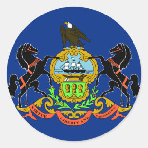 Pegatina Redonda Bandera de Pennsylvania
