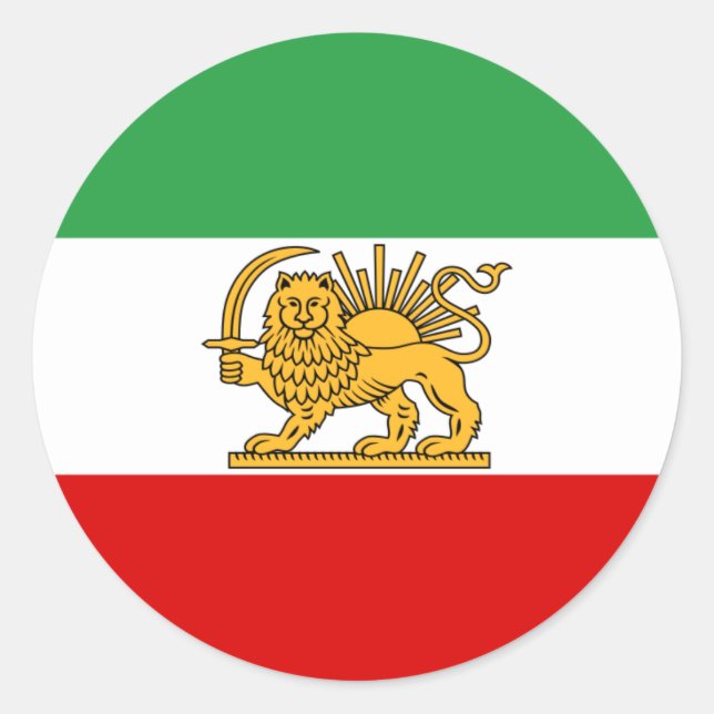 Pegatina Redonda Bandera de Persia/Irán (1964-1980) (Anverso)