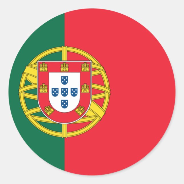 Pegatina Redonda bandera de portugal (Anverso)