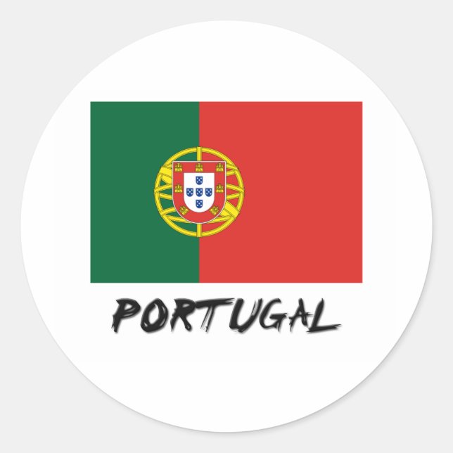 Pegatina Redonda Bandera de Portugal (Anverso)
