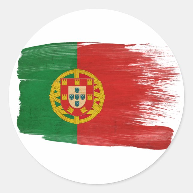 Pegatina Redonda Bandera de Portugal (Anverso)
