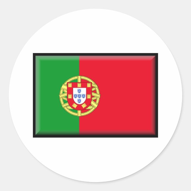 Pegatina Redonda Bandera de Portugal (Anverso)