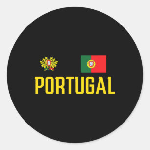 Pegatina Redonda Bandera de Portugal Aficionado Fútbol Fútbol Hombr