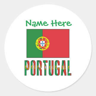 Pegatina Redonda Bandera de Portugal Personalizada Patrimonio
