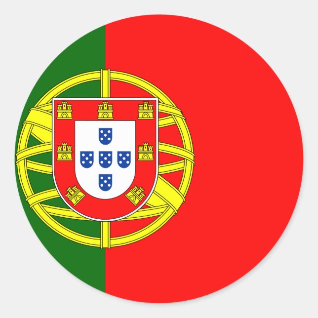 Pegatina Redonda Bandera de Portugal (portugués) (Anverso)