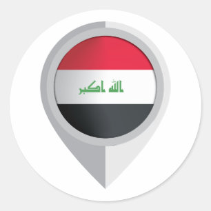 Pegatina Redonda Bandera de posición del icono Iraq