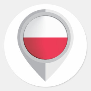 Pegatina Redonda Bandera de posición del pin de Polonia