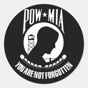 Pegatina Redonda Bandera de POW-MIA