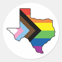 Pegatina Redonda Bandera de progreso del orgullo de Texas