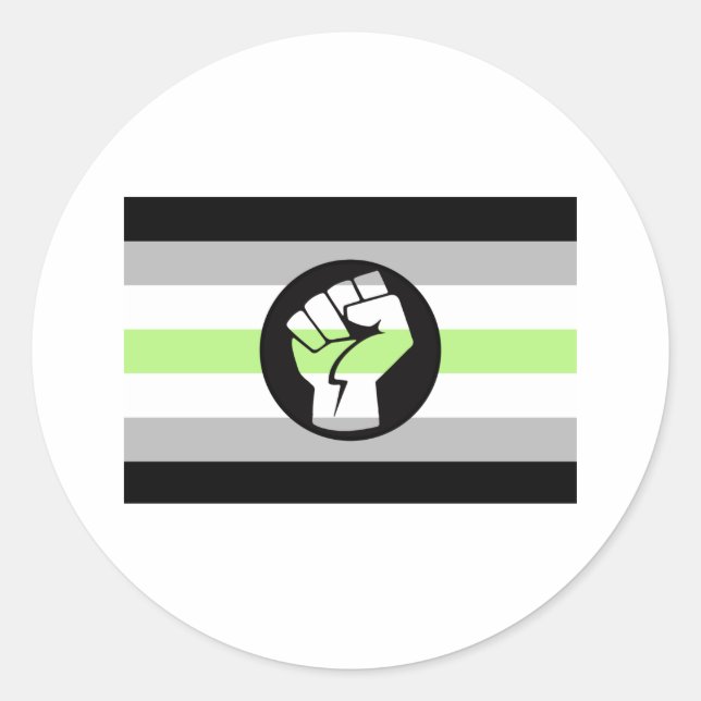 Pegatina Redonda Bandera de protesta agénero (Anverso)