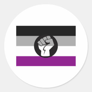 Pegatina Redonda Bandera de protesta asexual