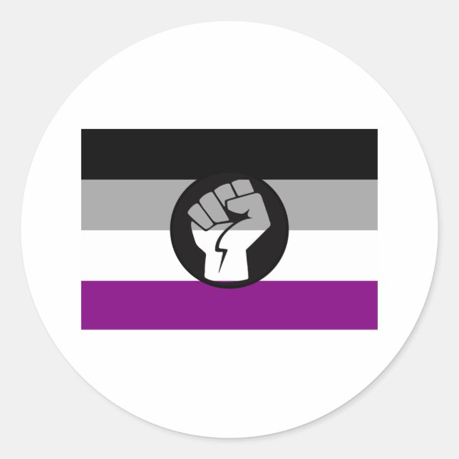 Pegatina Redonda Bandera de protesta asexual (Anverso)
