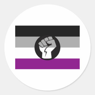 Pegatina Redonda Bandera de protesta asexual