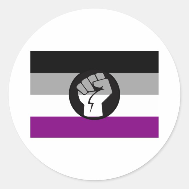 Pegatina Redonda Bandera de protesta asexual (Anverso)
