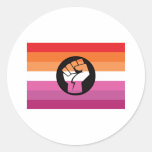 Pegatina Redonda Bandera de protesta lésbica