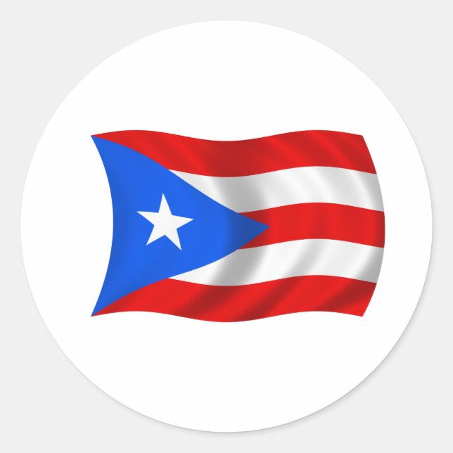 Pegatina Redonda Bandera de Puerto Rico (Anverso)