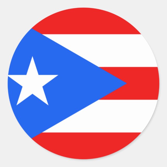 Pegatina Redonda Bandera de Puerto Rico (Anverso)