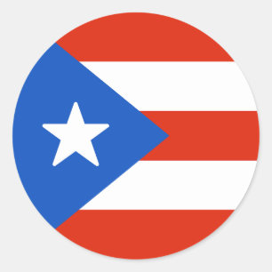 Pegatina Redonda Bandera de Puerto Rico