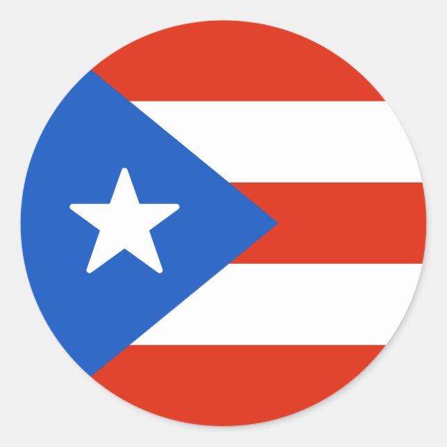 Pegatina Redonda Bandera de Puerto Rico (Anverso)