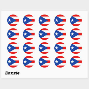 Pegatina Redonda bandera de Puerto Rico