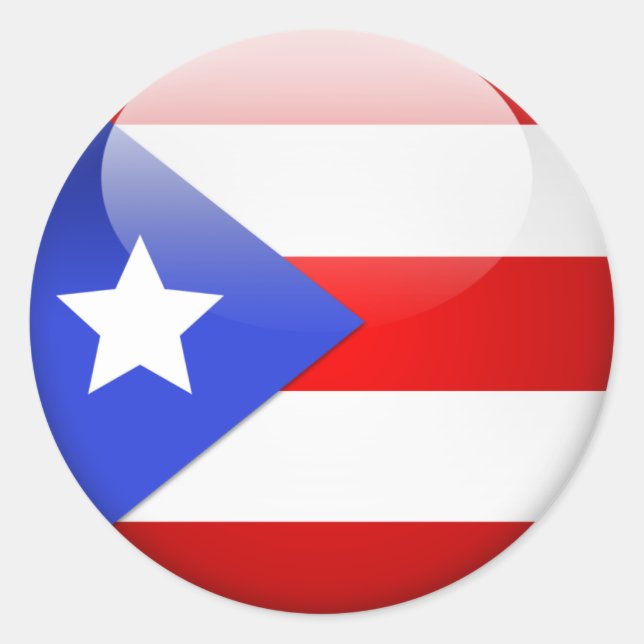 Pegatina Redonda Bandera de Puerto Rico (Anverso)