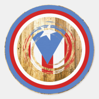 Pegatina Redonda Bandera de Puerto Rico