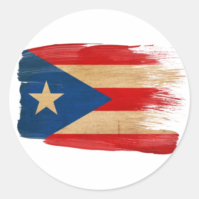 Pegatina Redonda Bandera de Puerto Rico (Anverso)