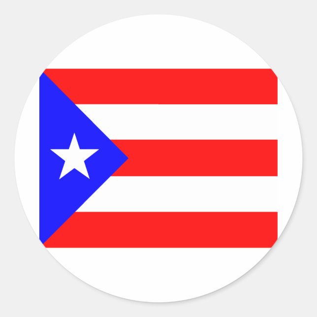 Pegatina Redonda Bandera de Puerto Rico (Anverso)