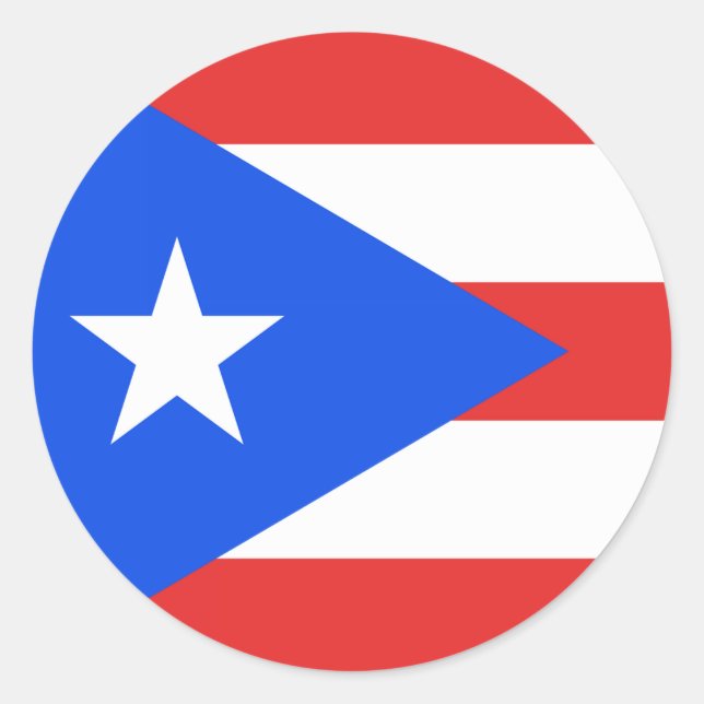Pegatina Redonda Bandera de Puerto Rico (Anverso)