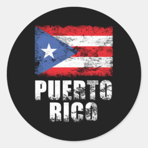 Pegatina Redonda Bandera de Puerto Rico Boricua