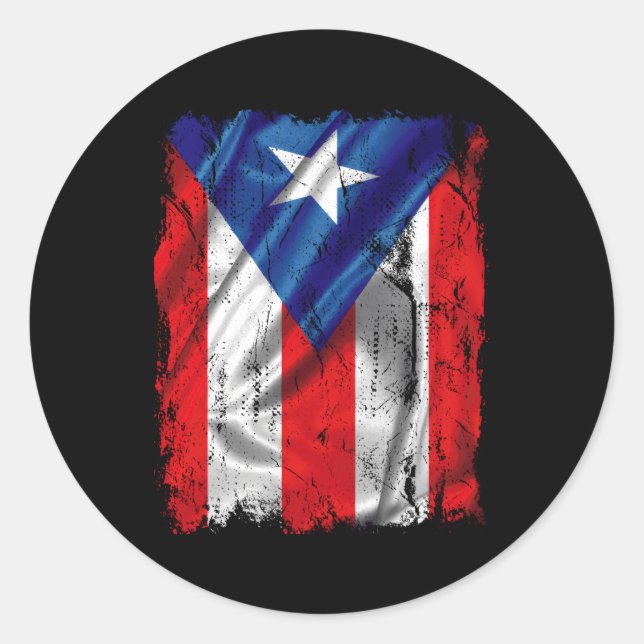Pegatina Redonda Bandera De Puerto Rico Para Y Familia (Anverso)