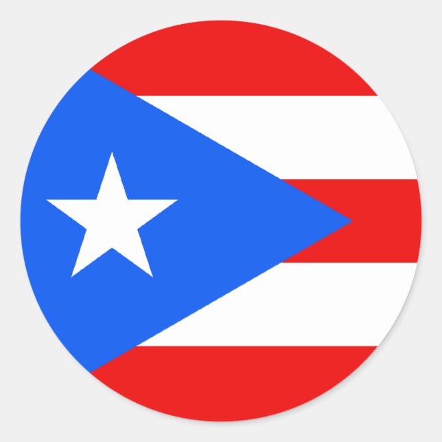 Pegatina Redonda Bandera de Puerto Rico/Rican. Estados Unidos, Esta (Anverso)