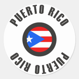 Pegatina Redonda Bandera de Puerto Rico simple