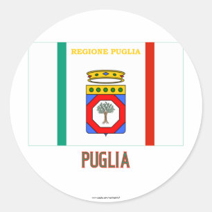 Pegatina Redonda Bandera de Puglia con nombre