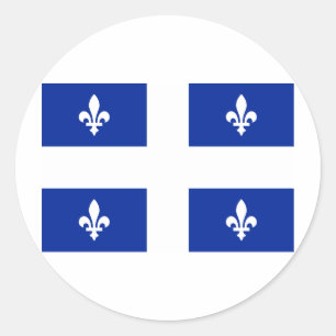 Pegatina Redonda Bandera de Quebec