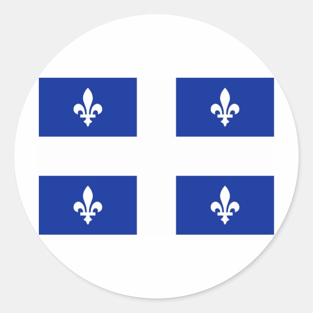Pegatina Redonda Bandera de Quebec (Anverso)