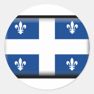Pegatina Redonda Bandera de Quebec