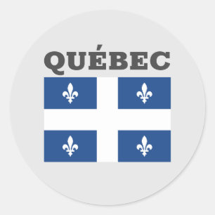 Pegatina Redonda Bandera de Quebec, Canadá