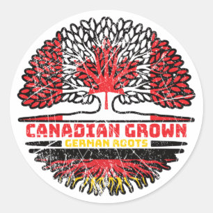 Pegatina Redonda Bandera de raíces de árbol canadiense de Alemania 