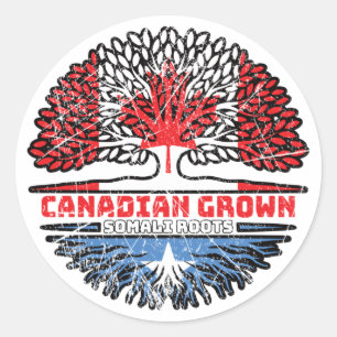 Pegatina Redonda Bandera de raíces de árbol canadiense somalí en Ca